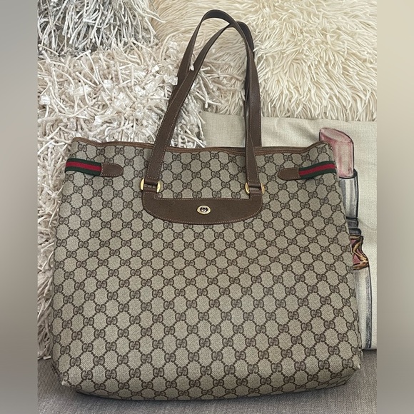 ⭐️COA⭐️GUCCI VINTAGE TOTE⭐️INSERT INCLUDED⭐️ - Picture 1 of 16
